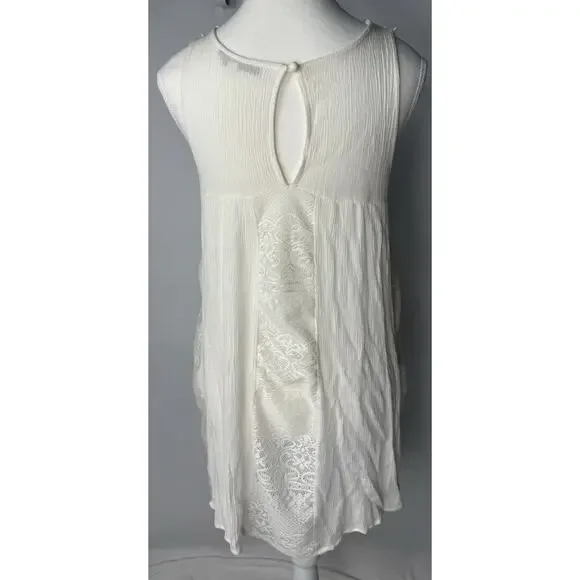 "Little White Dress" Boho Gauzy Crotchet Layered Beach Dress/Ethereal Cottage M‎ - Picture 4 of 6